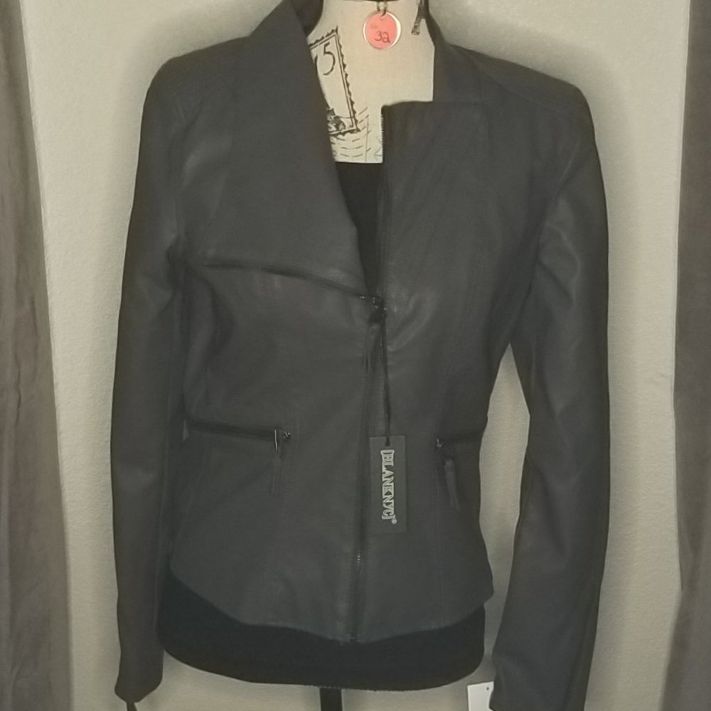 BLANKNYC - Dark Grey Faux Leather Moto Jacket